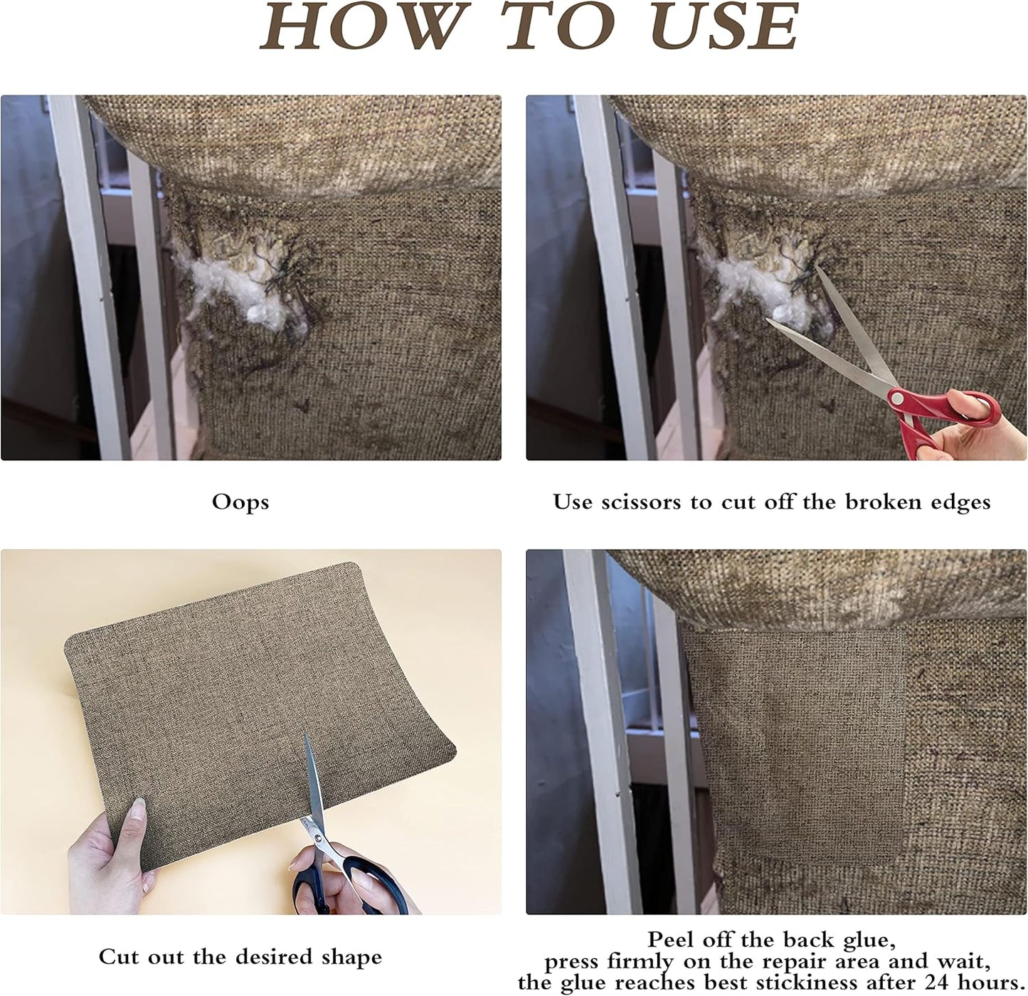 Coarse Linen Repair Patches, Self-Adhesive Linen Fabric Patches, 12X40 inch Extra Size, Multi Color, Can be Used for Linen Sofa Repair and Linen Clothes Repair(12" x 40",Light Grey)