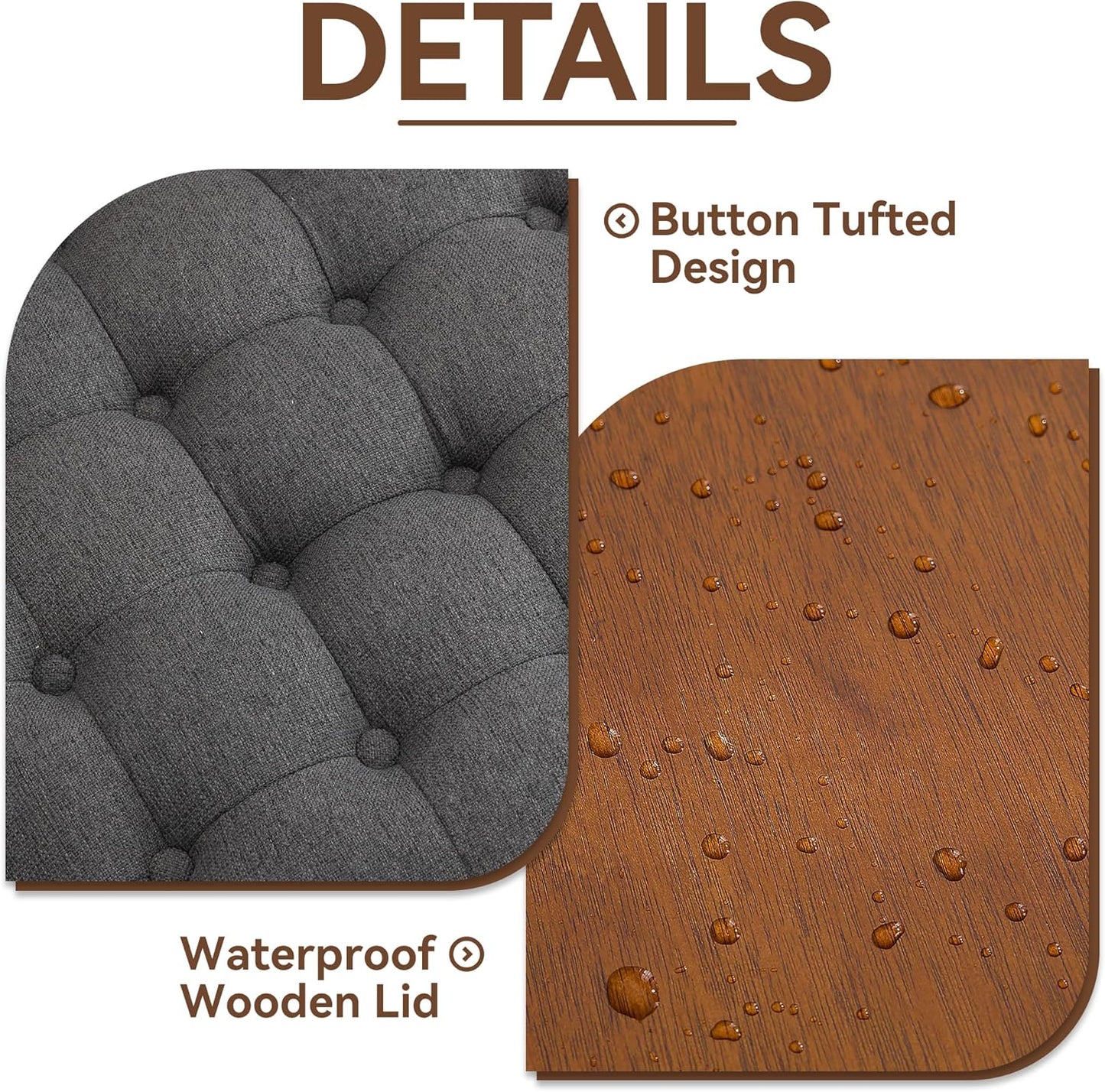 30Inch Round Storage Ottoman with Tray, Modern Tufted Fabric Circle Coffee Table with Storage, Upholstered Ottoman with Removable Top for Living Room, Bedroom, Dark Grey