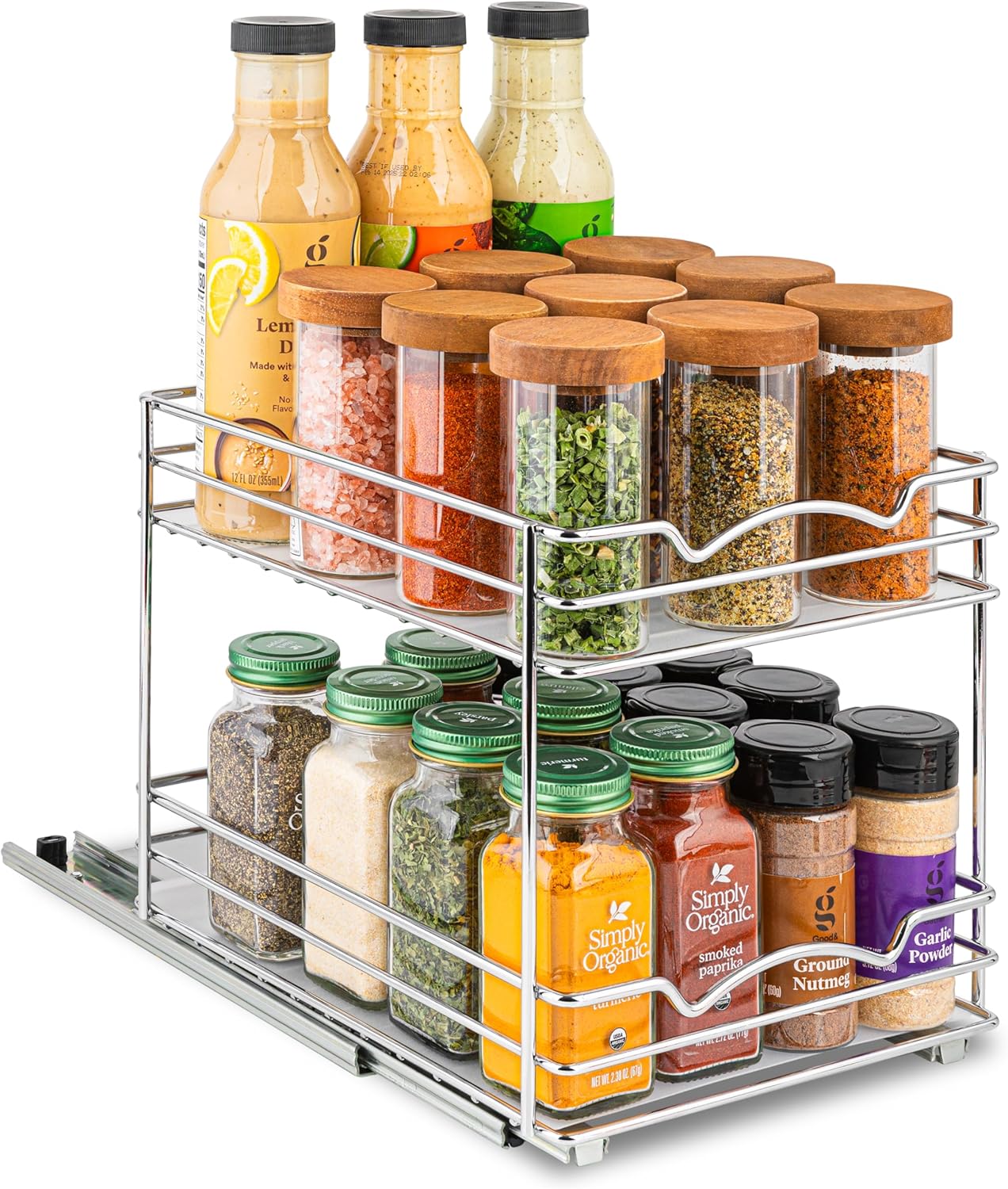 Pull Out Cabinet Organizer for Spices, Cans - Heavy Duty with Lifetime Limited Warranty- Pull Out Spice Rack- Cabinet Pull Out Shelf for Cans,Dishes, Etc, 8-1/2"W x10-3/8"Dx8-7/8"H, Chrome