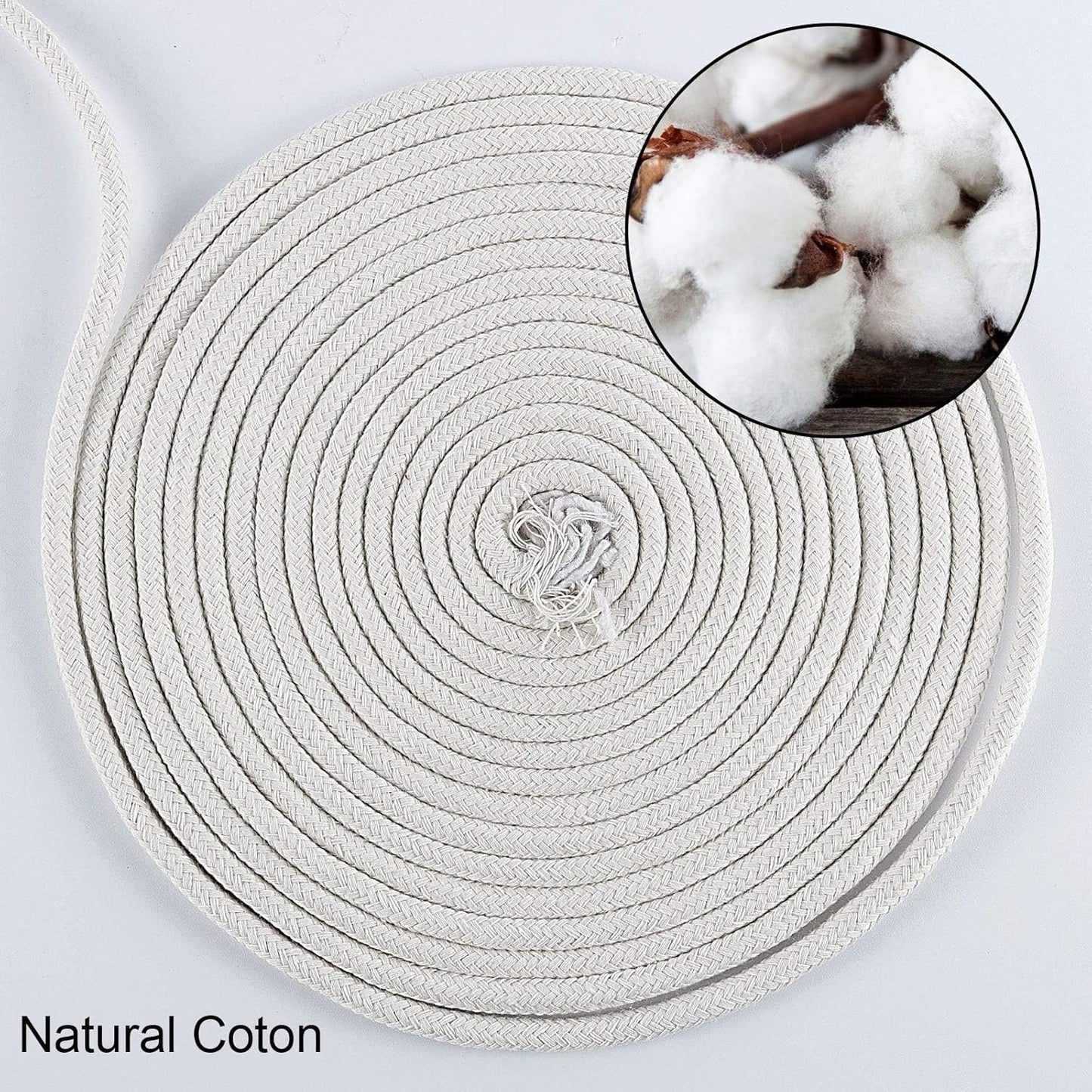 ZOENHOU Cotton Rope, 328 Feet, White, Natural, Clothesline, Strong, Laundry Line, DIY Crafts, Art Projects, Garden Decor