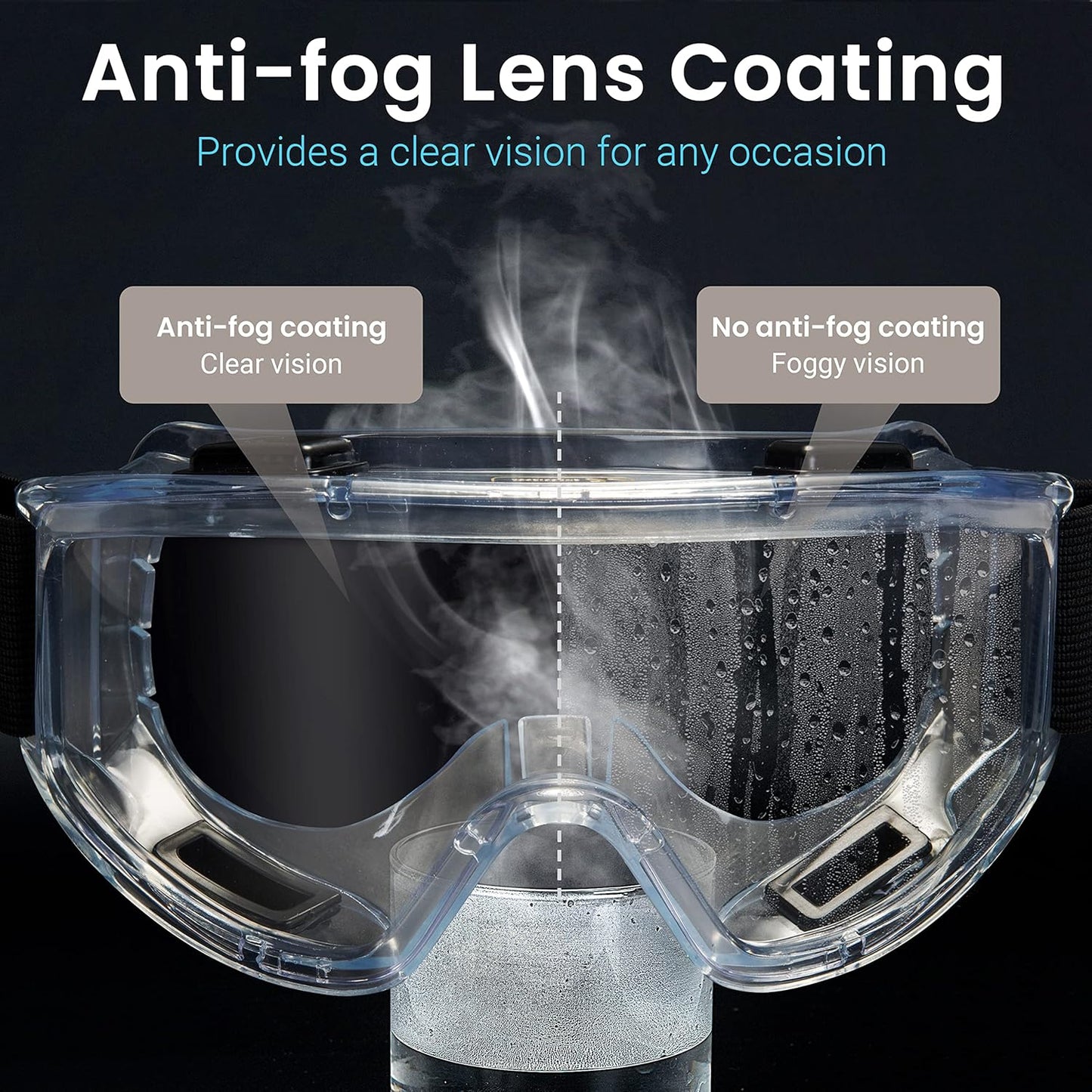 AirGearPro Vision-1000 Anti-Fog Safety Goggles | Impact Resistant Protective Goggles | ANSI Z87.1 Work Goggles for Painting, Sanding, Dust, Woodworking, Construction, Chemistry, Laboratory (1 Pack)