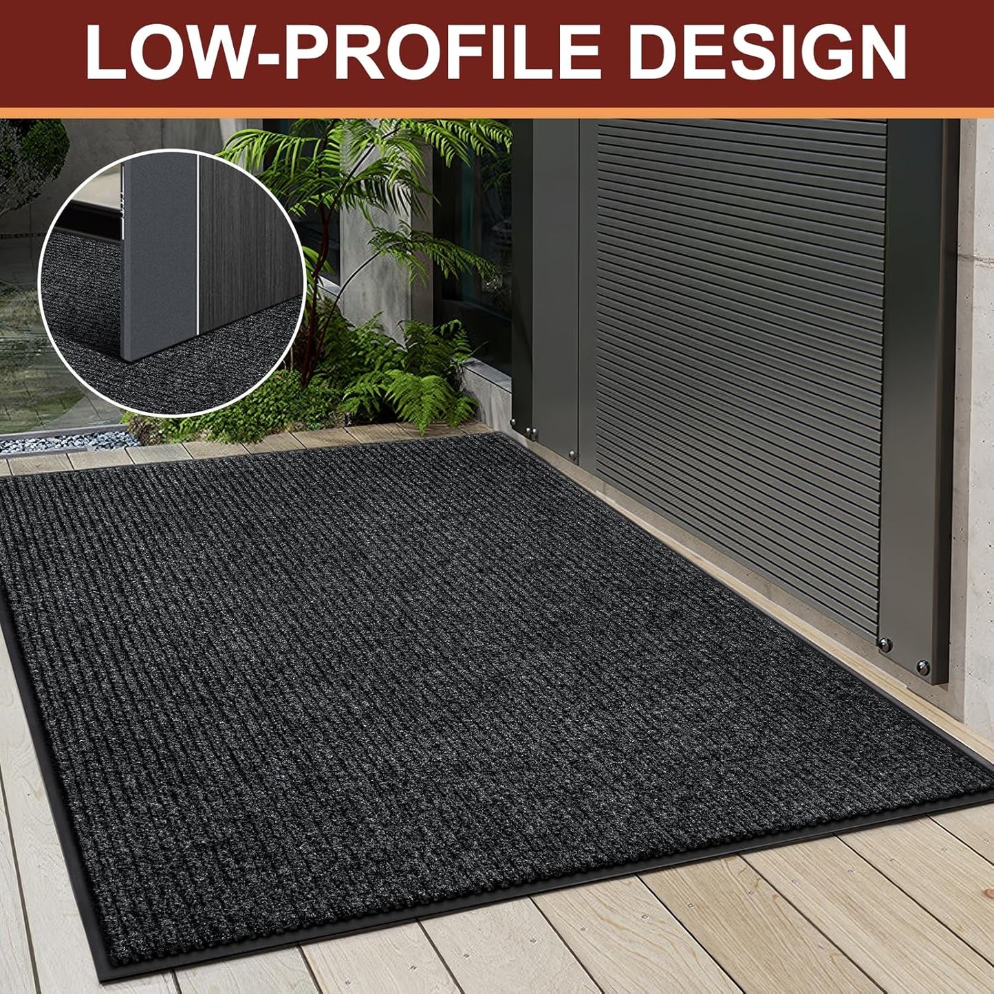 Vicwe Indoor Outdoor Door Mat,4'x8' Heavy Duty Front Door Mat, Non-Slip Washable Doormats Entrance Mats, Dirt Resistant and Absorbent Doormat, Commercial Outdoor Entrance Floor Mat for Home Office