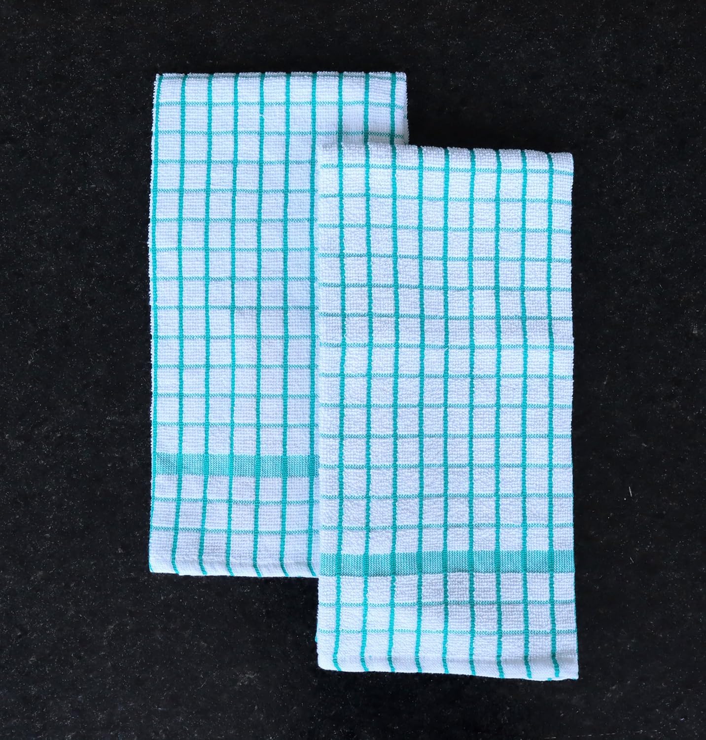 AMOUR INFINI Kitchen Towels Set of 4 - Highly Absorbent, Super Soft Terry Cotton 20x28 Inch Dish Towels with Hanging Loop - Hand & Tea Towels for Cleaning & Drying Dishes (Teal)