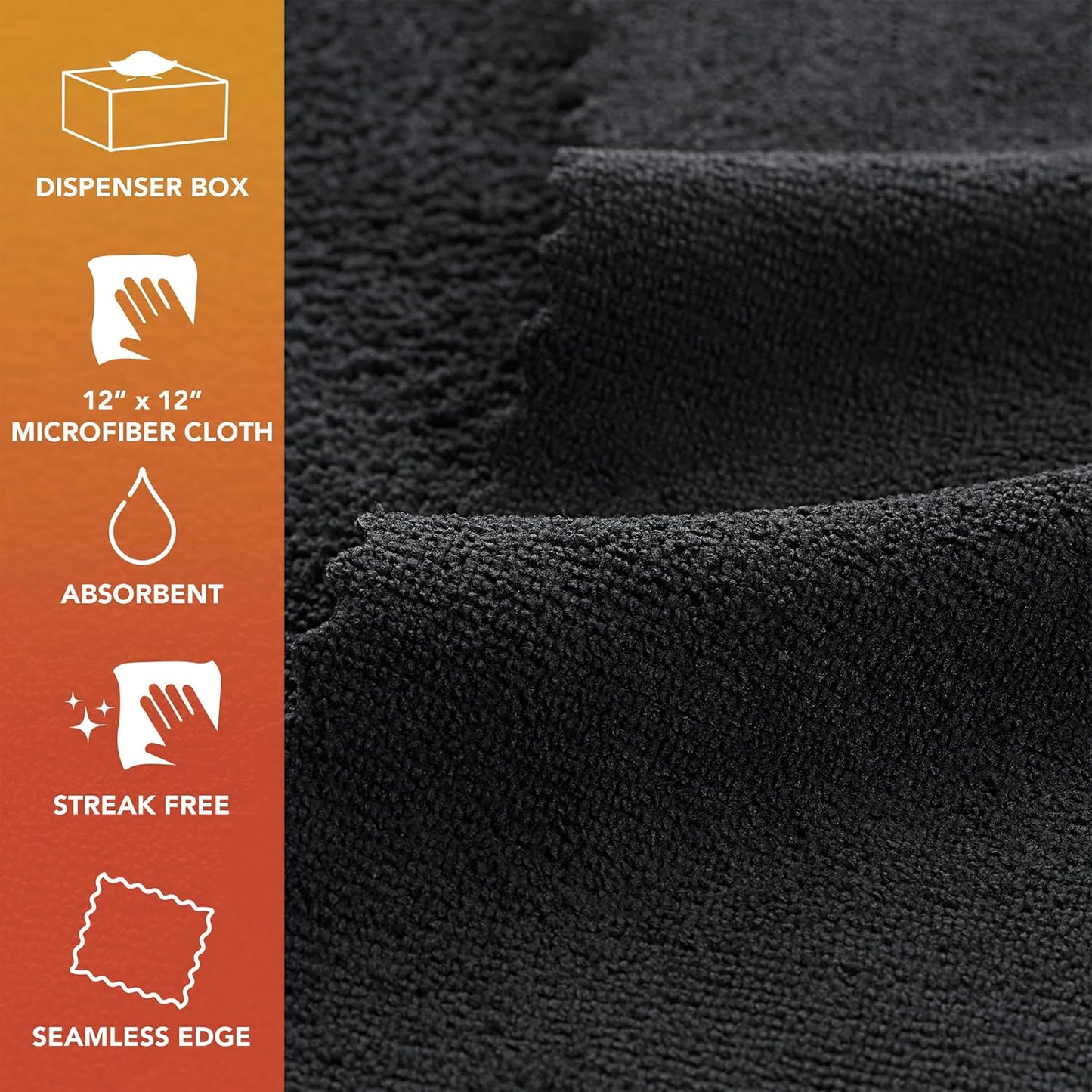 Arkwright Smart Rags in Box - (Bulk Case of 400) Lint Free Microfiber Cleaning Cloth, Scratch & Streak-Free, Dispensable Wash Towels for Cars, Window Glass, and Auto Shop, 12 x 12 in, Black