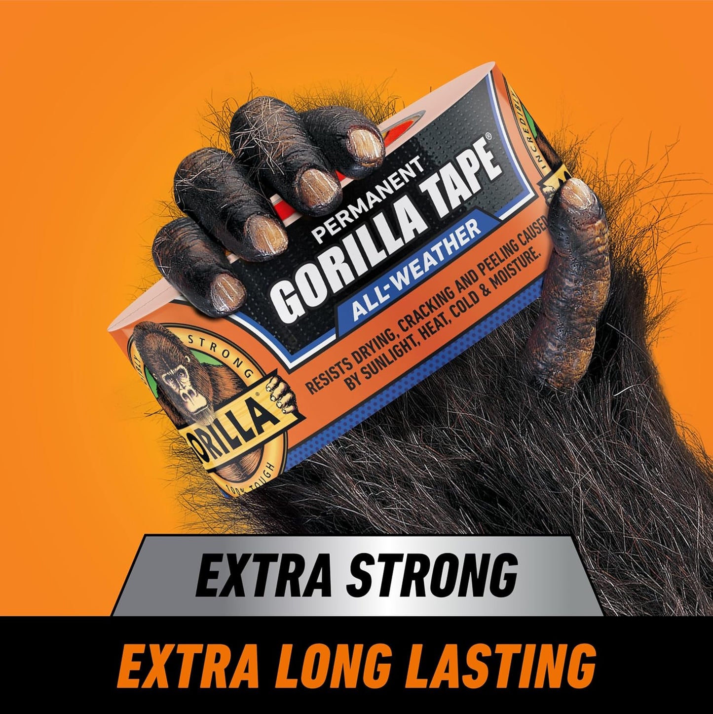 Gorilla All Weather Duct Tape, Black, 1.88" x 25 yd (Pack of 25) - UV and Temperature Resistant Waterproof Tape for Outdoor Repairs