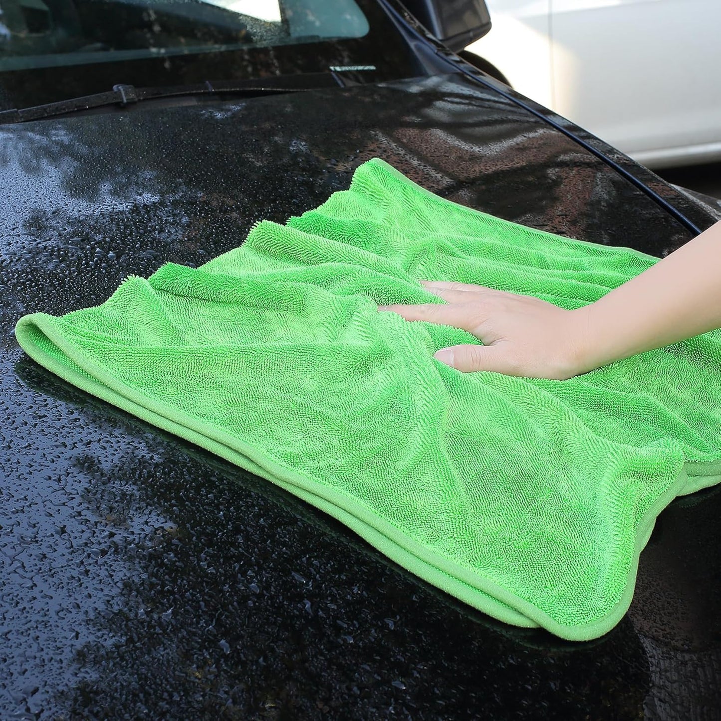 JOYMOOP Microfiber Towels for Cars, 2 Pack 35.4" x 23.6" Car Drying Towel, Green Reusable Car Towel, Quick Drying Car Microfiber Cleaning Cloth for RVs, SUVs, Trucks