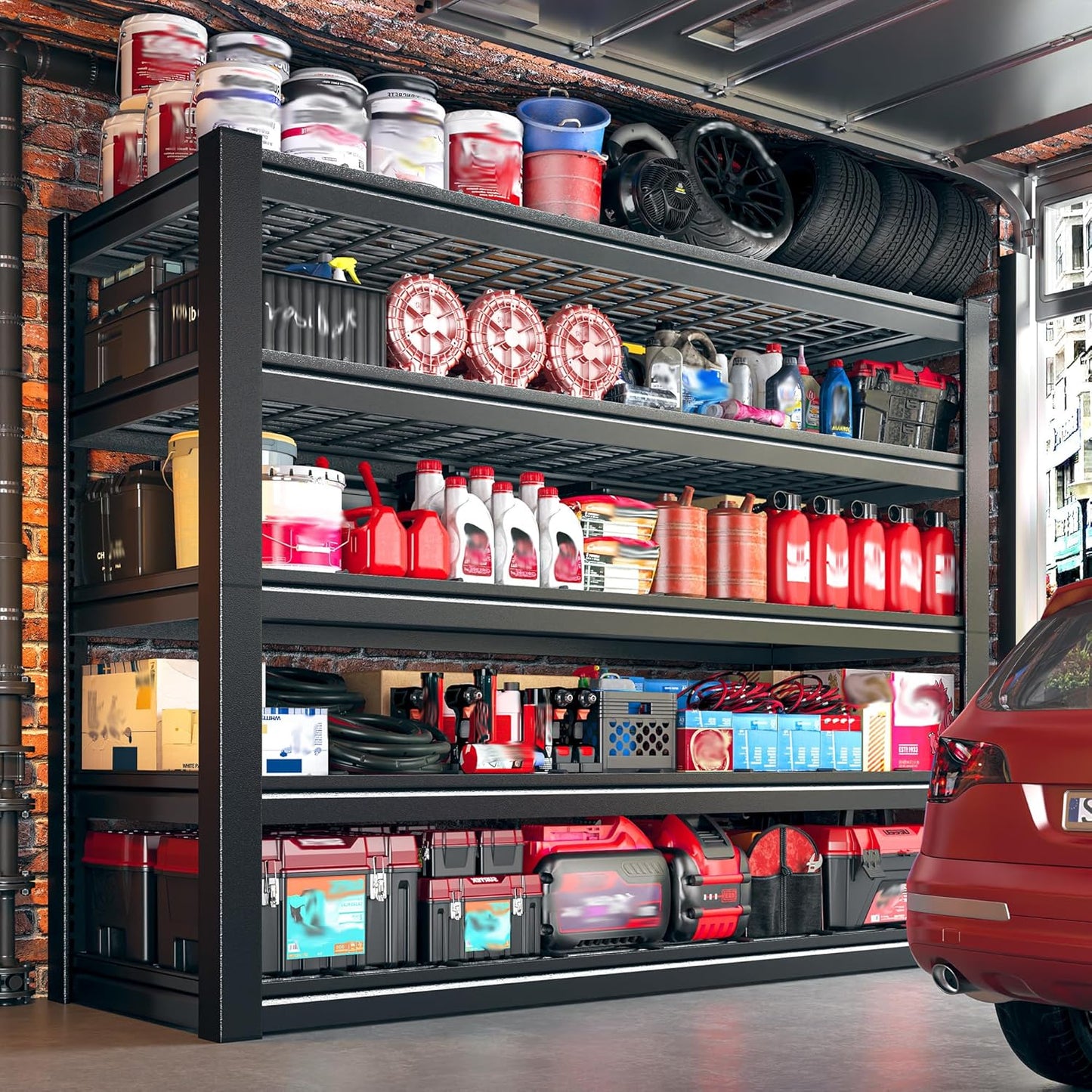 48" W Metal Shelving 5 Tier Garage Shelving 3000LBS Storage Shelves Adjustable Garage Shelves Industrial Metal Shelf for Basement Warehouse Shop Supermarket 48" W x 24.1" D x 72" H