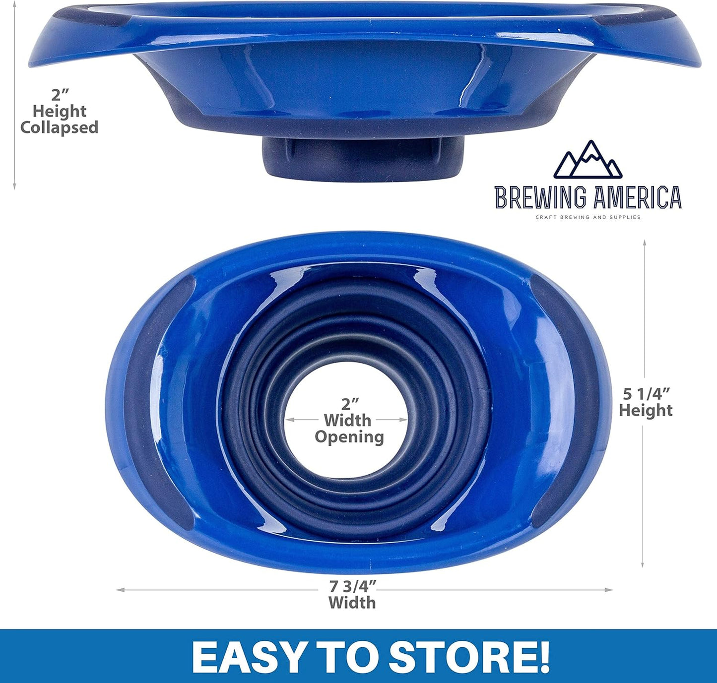 Kitchen Canning Funnel – Collapsible Silicone Food Funnel for Wide Mouth and Regular Mason Jars – Flexible Use for Coffee, Liquid, Jam, Cooking, Baking, Crafts - Blue