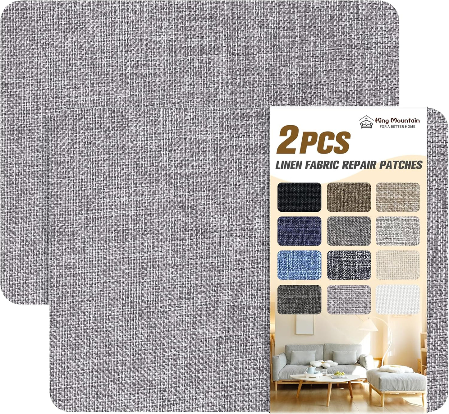 Coarse Linen Repair Patches, Self-Adhesive Linen Fabric Patches, 8X11 inch 2 PCS, Multi Color, Can be Used for Linen Sofa Repair and Linen Clothes Repair(8" x 11"-2PCS,Light Grey)