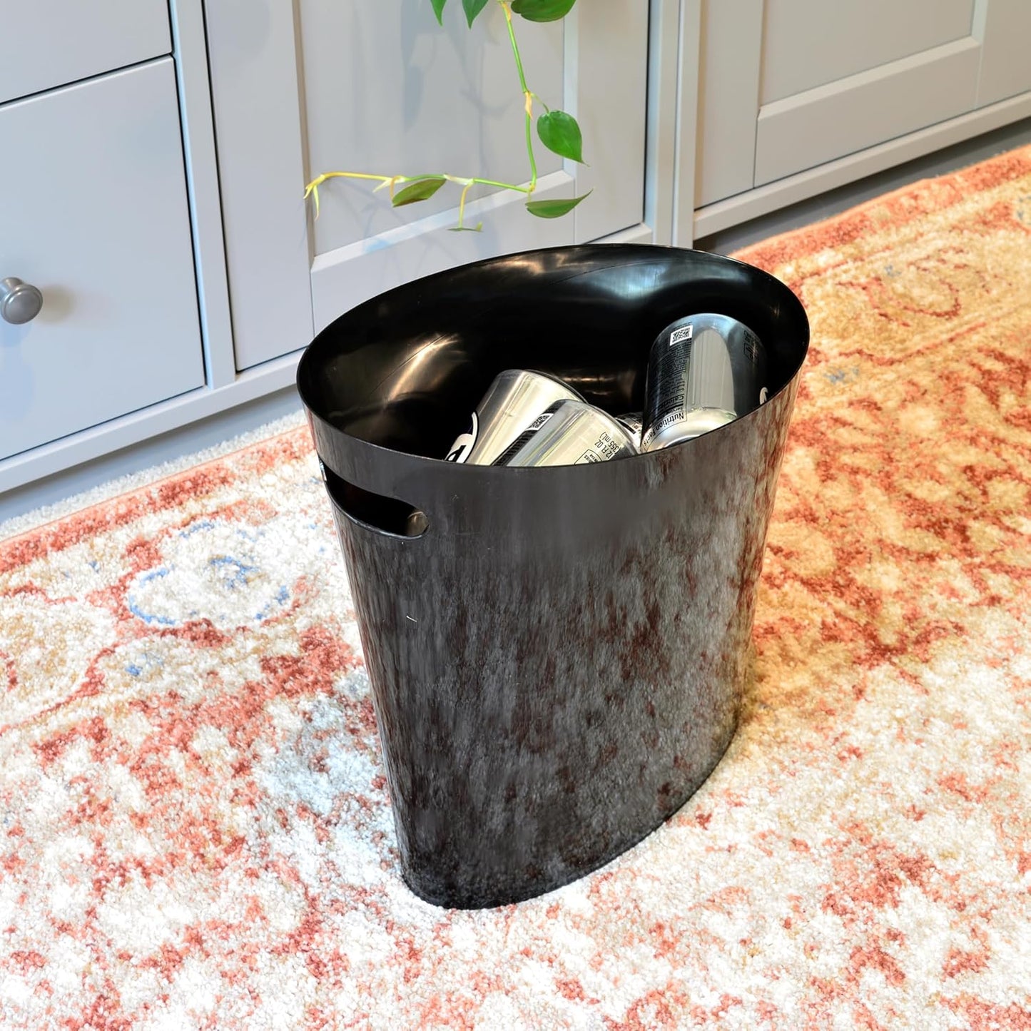 Youngever 2 Gallon Slim Trash Can, Plastic Garbage Container Bin, Small Trash Bin with Handles for Home Office, Living Room, Study Room, Kitchen, Bathroom (2 Pack) (Black)