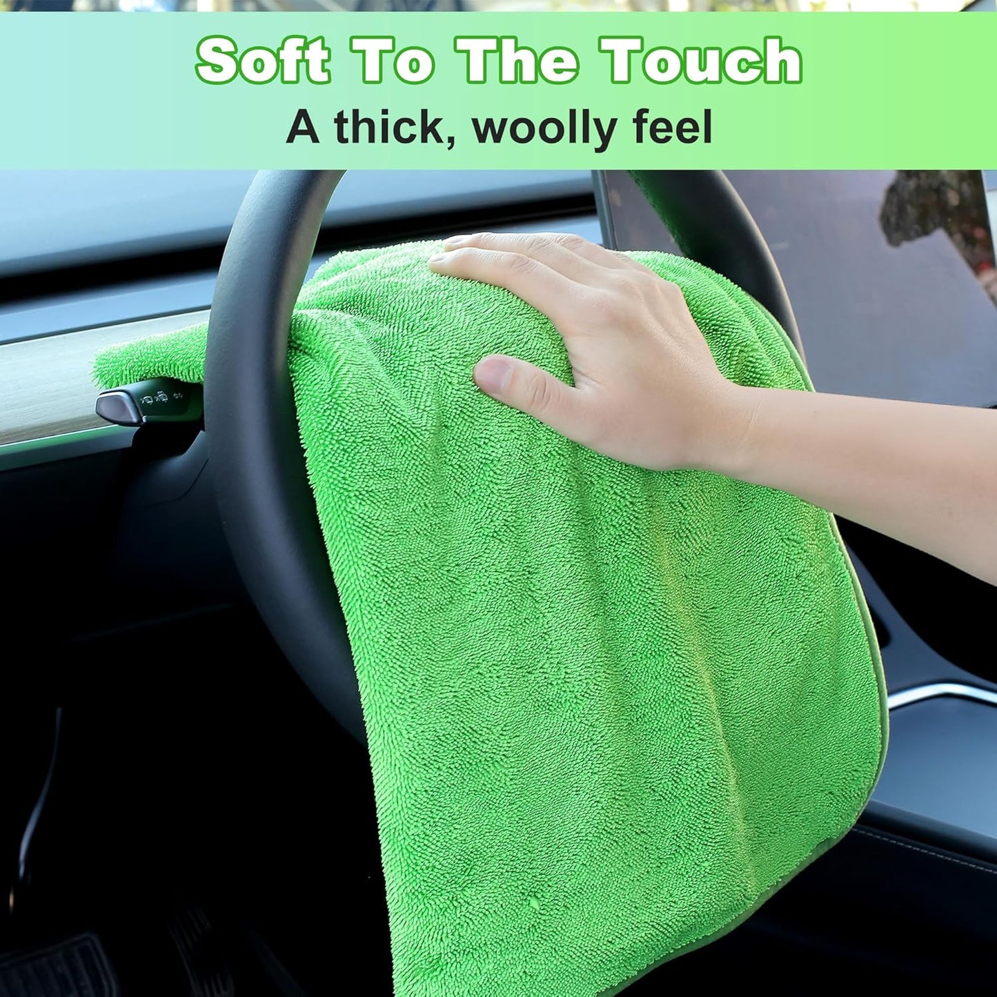 JOYMOOP Microfiber Towels for Cars, 2 Pack 35.4" x 23.6" Car Drying Towel, Green Reusable Car Towel, Quick Drying Car Microfiber Cleaning Cloth for RVs, SUVs, Trucks