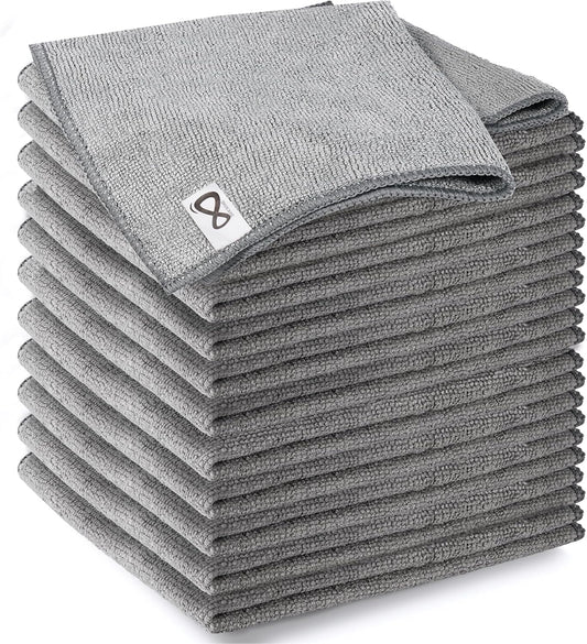Microfiber Cleaning Cloth 12 Pack, 12.6 x 12.6 inch Microfiber Towels for Cars, High Performance Ultra Absorbent Car Washing Cloth, Lint Free Streak Free Cleaning Rags, 1200 Washes