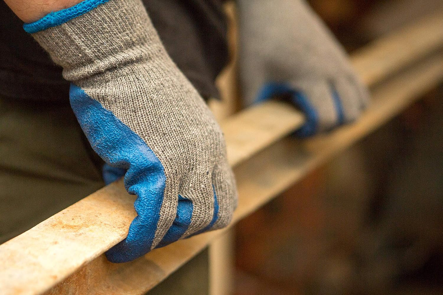 G & F Products 12 Pairs Medium Rubber Latex Double Coated Work Gloves for Construction, gardening gloves, heavy duty Cotton Blend,Blue,3100M