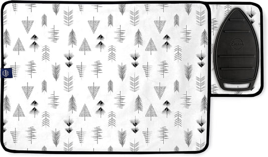 Encasa Homes Ironing Mat/Pad (Small 28"x20") with 3mm Padding & Silicone Iron Rest for Steam Pressing on Tabletop or Bed - Heat Resistant, Portable, Quilting & Travel Blanket - Black Arrow