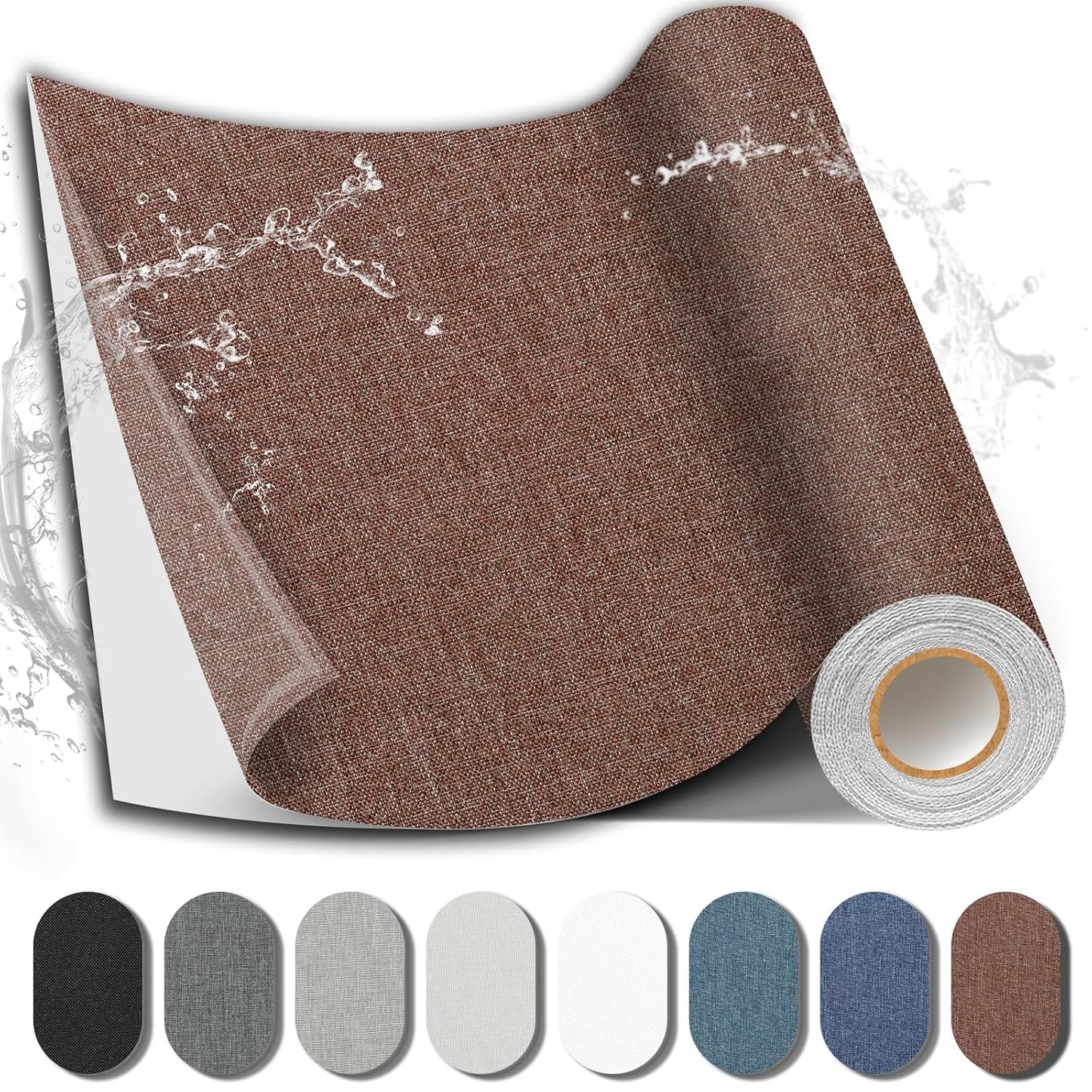 Fabric Repair Patch, Fabric Large Repair Tape, Self-Adhesive Patches for Furniture, Sofa, Car Interior, Shoes, Hand Bag, Clothing (Brown, 3.5X79 Inch)