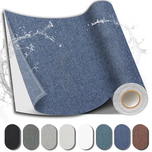 Fabric Repair Patch, 17X158 Inch Fabric Large Repair Tape, Self-Adhesive Patches for Furniture, Sofa, Car Interior, Shoes, Hand Bag, Clothing (Dark Blue, 17X158 Inch)