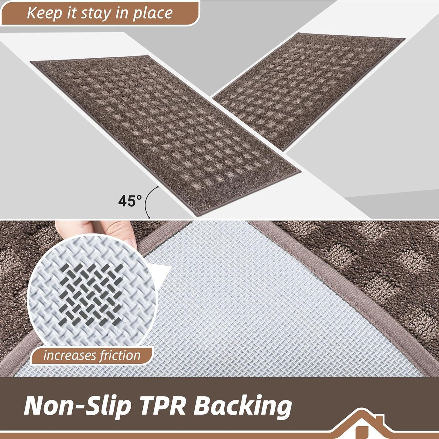 BEQHAUSE Waffle Door Mats Indoor 20"x32", Dog Mat for Muddy Paws Absorbent and Dirt Resist Floor Mats Non-Slip Washable Rugs for Entryway, Welcome Mat for Front Back Door, Muddy Wet Shoes, Brown