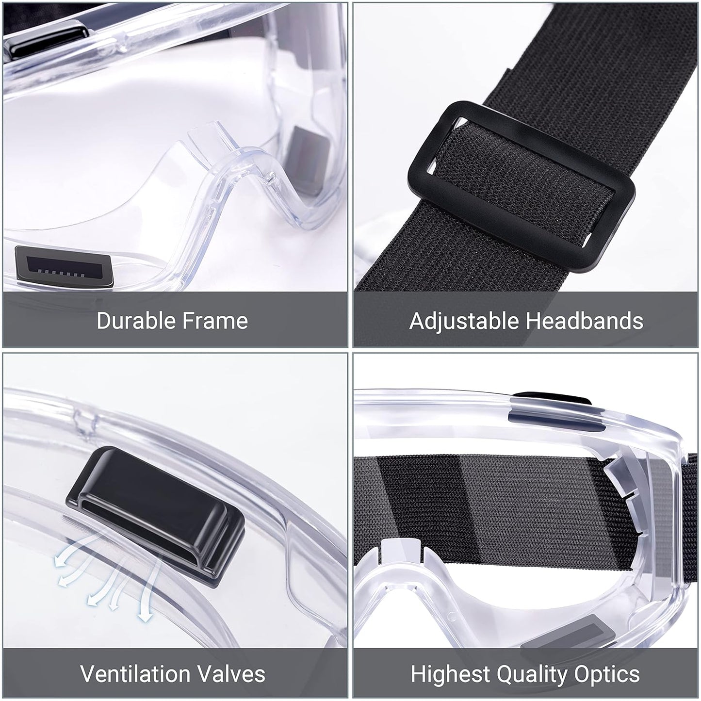 AirGearPro Vision-1000 Anti-Fog Safety Goggles | Impact Resistant Protective Goggles | ANSI Z87.1 Work Goggles for Painting, Sanding, Dust, Woodworking, Construction, Chemistry, Laboratory (1 Pack)