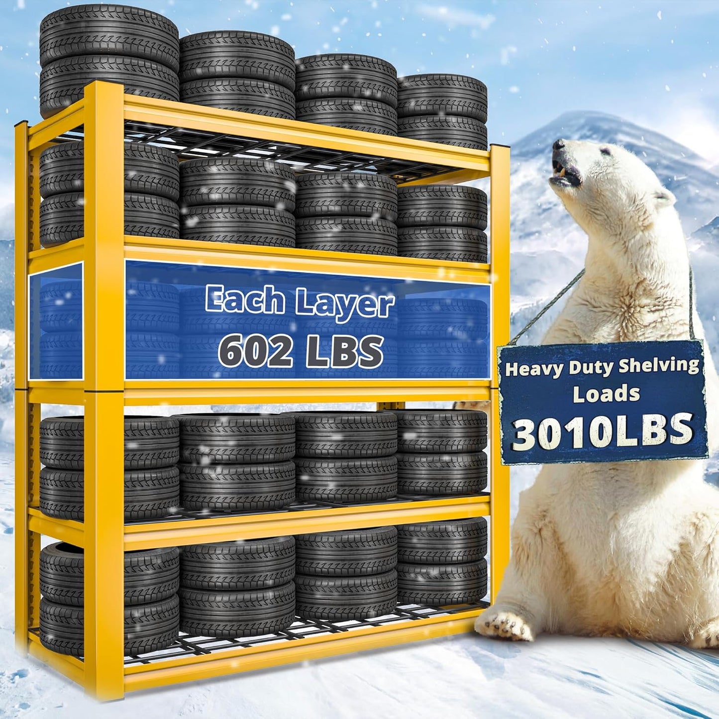 REIBII 72''H Garage Shelving 3010 LBS Storage Shelves Adjustable Metal Shelving 5 Tier Metal Shelves for Storage Industrial Shelf for Kitchen Pantry Warehouse Basement 72" HX35.5 WX16 D, 3 Pack