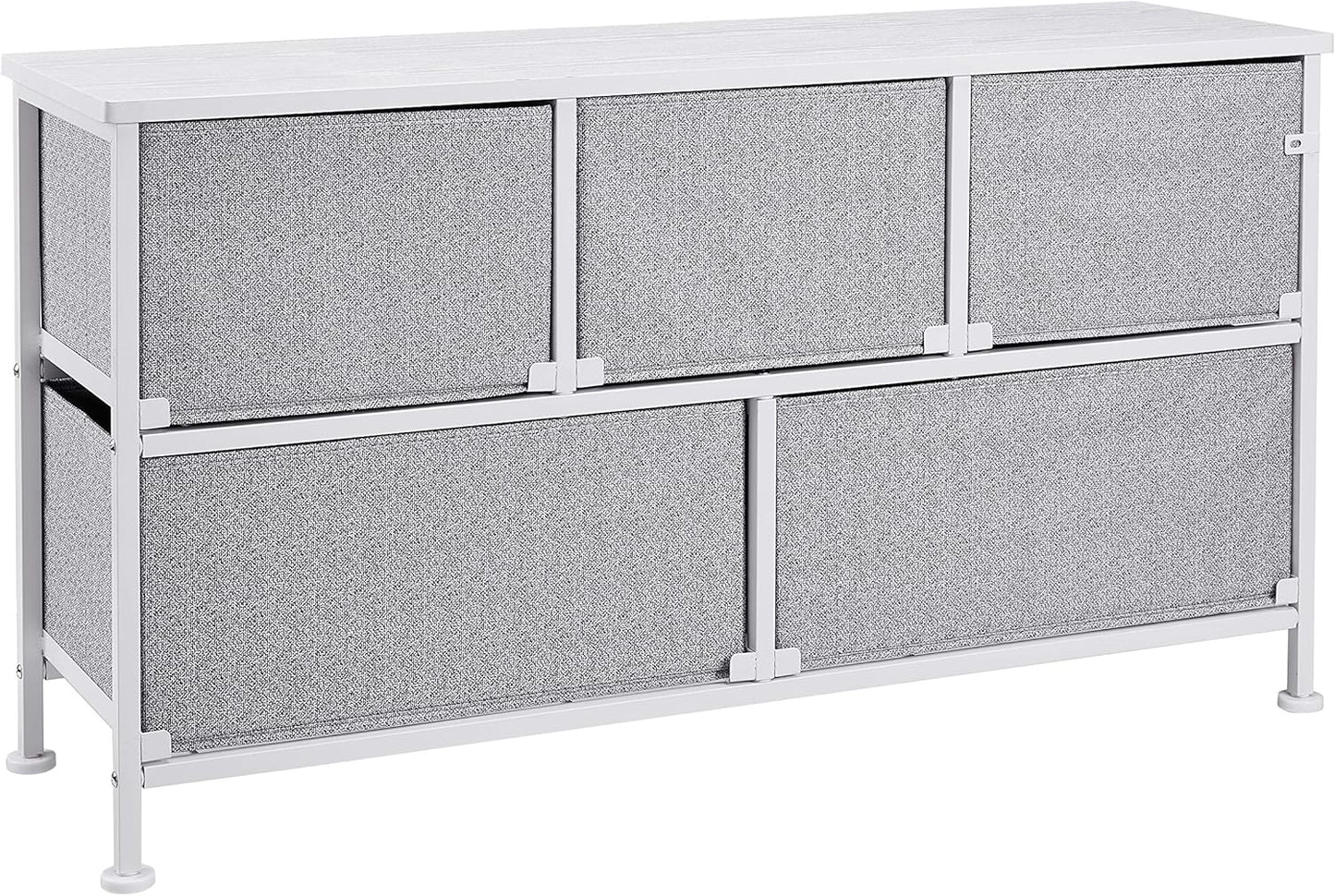 Amazon Basics Extra Wide Fabric 5-Drawer Storage Organizer Unit for Closet, White